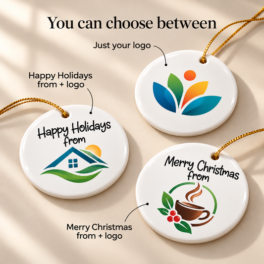 Custom Logo Christmas Ceramic Ornament for Business, Corporate Gift