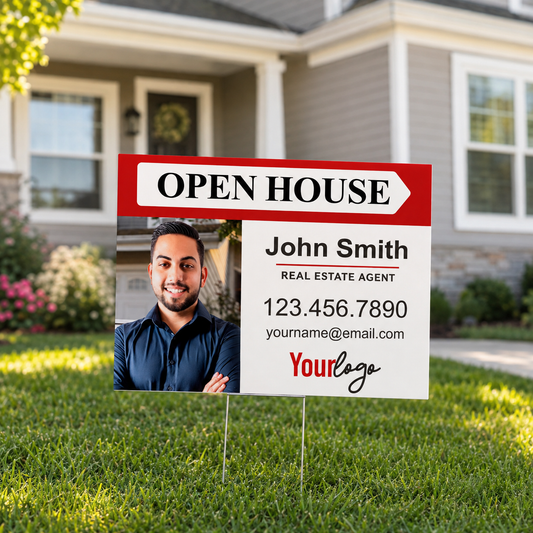 Custom Photo Open House Realtor Yard Sign