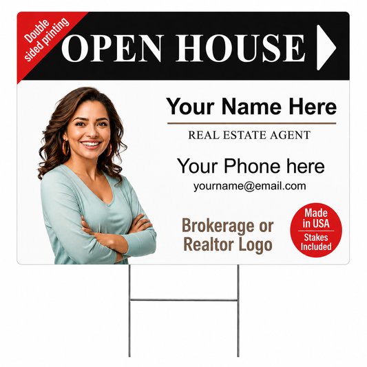 Custom Photo Open House Realtor Yard Sign