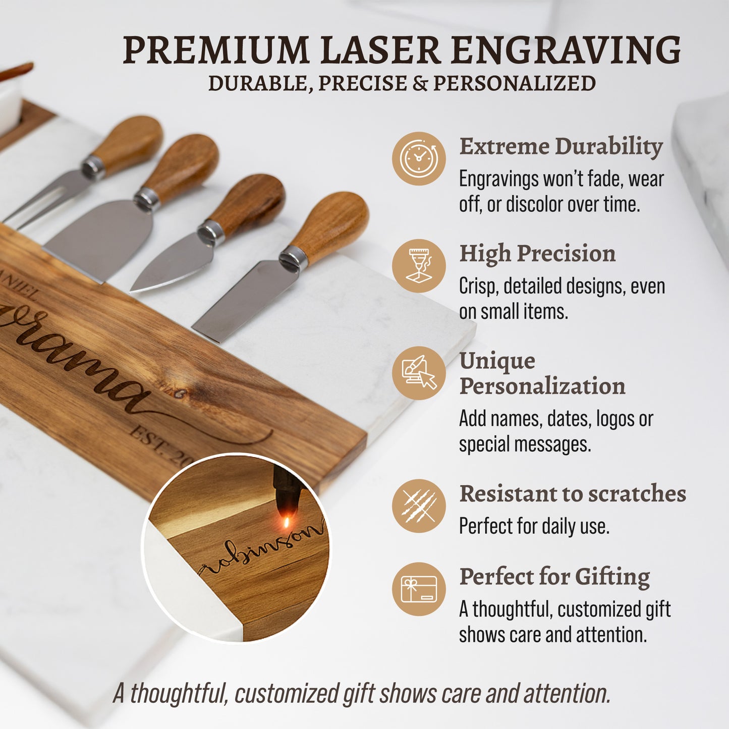 Personalized Charcuterie Marble Board 11 pieces Set