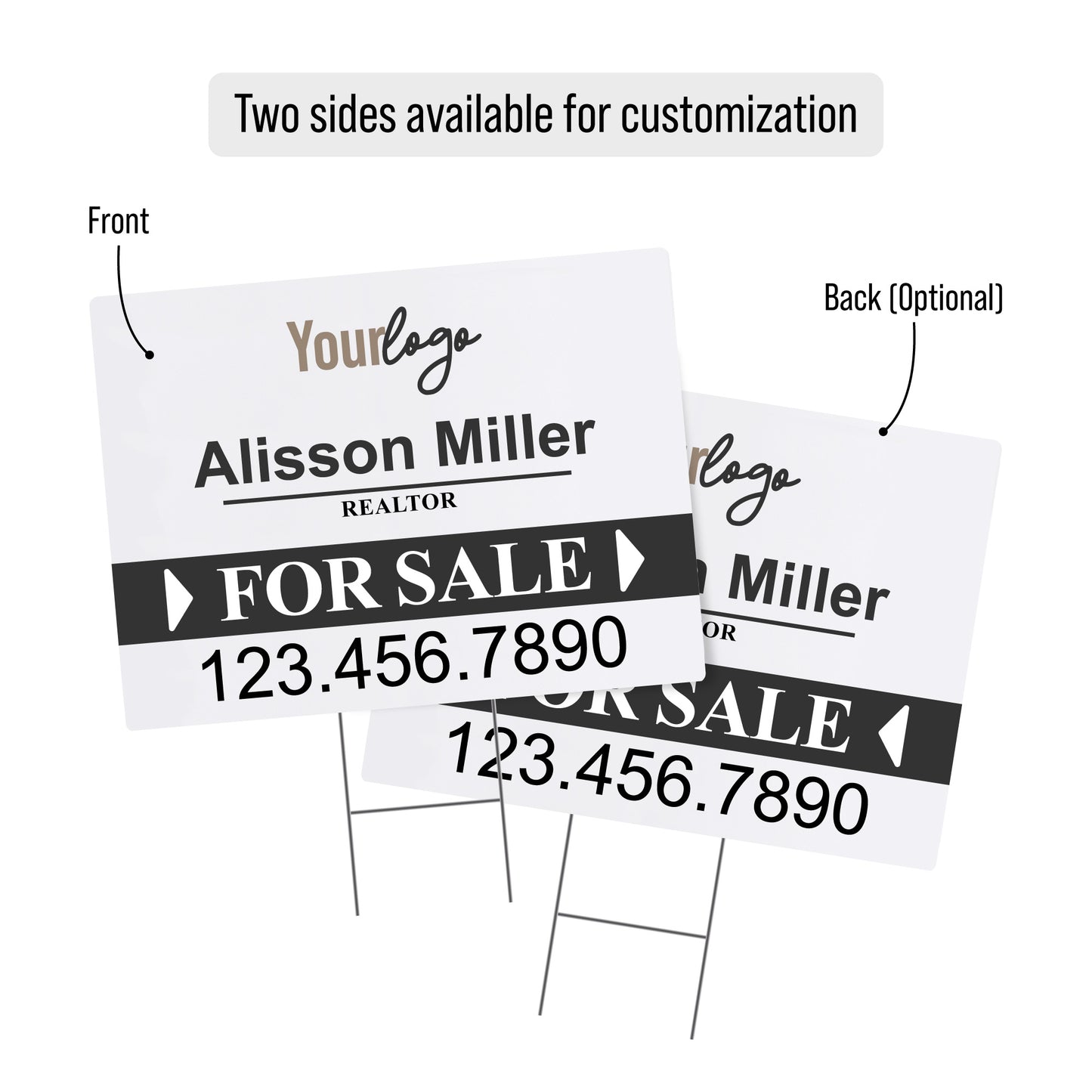 Custom "FOR SALE" Real Estate Yard Signs (No photo)
