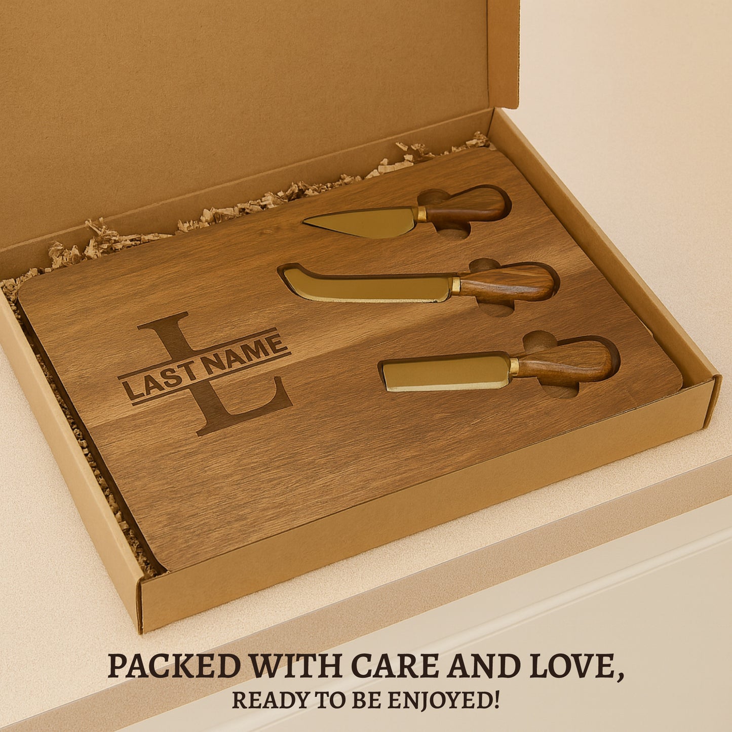 Personalized Charcuterie Acacia Board 4 pieces Set