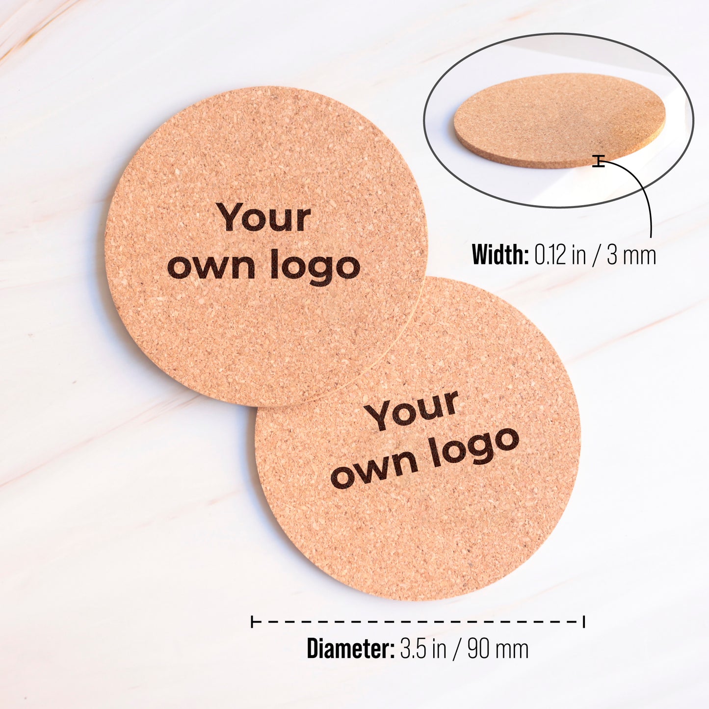 Custom Logo Cork Coasters โ Engraved Business Branding Gifts for Clients & Events