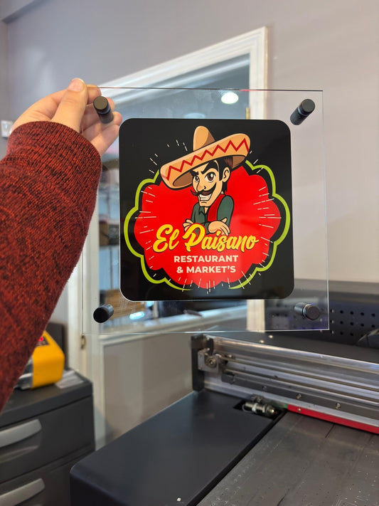Real order: custom acrylic logo sign for El Paisano Restaurant & Market's, made in our Florida studio