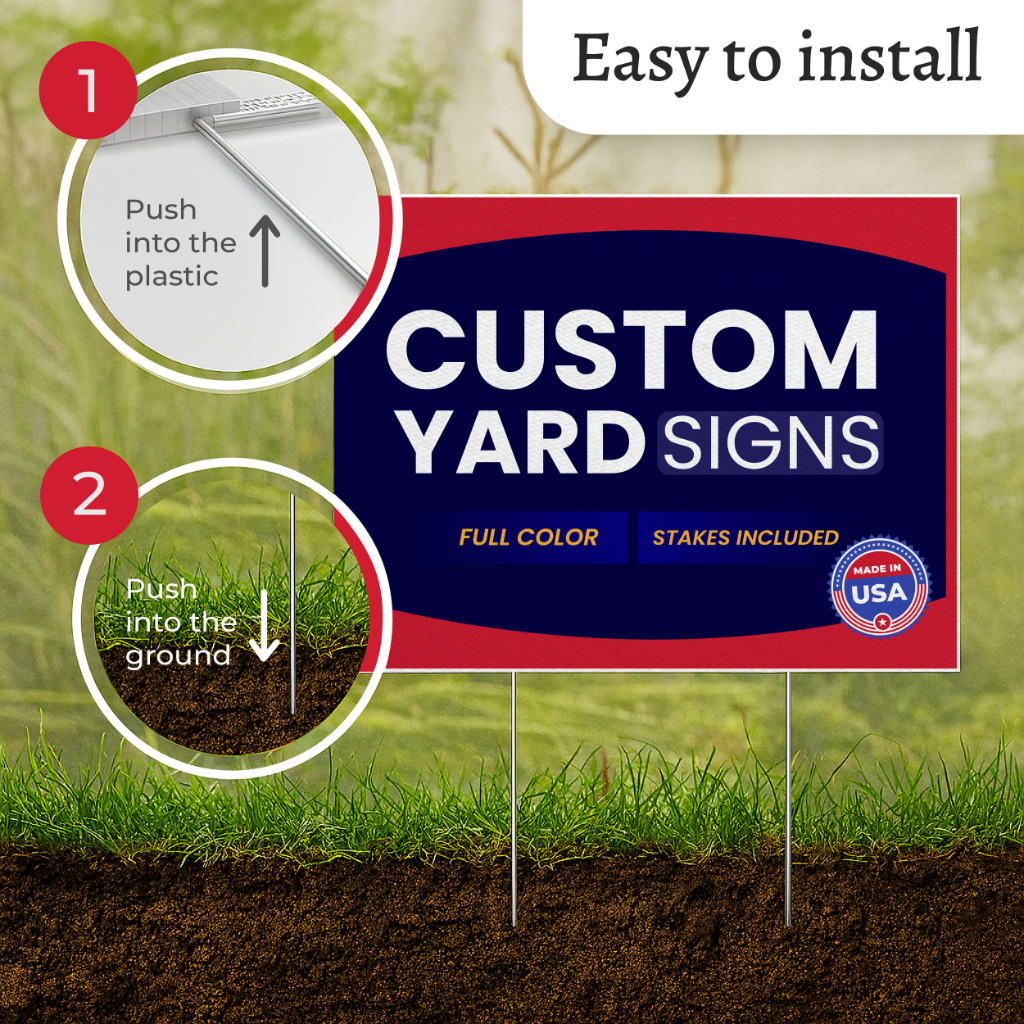 Custom Yard Signs with Metal Stakes