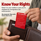 Know Your Rights Card, Laser Engraved Aluminum Wallet Card in English and Spanish