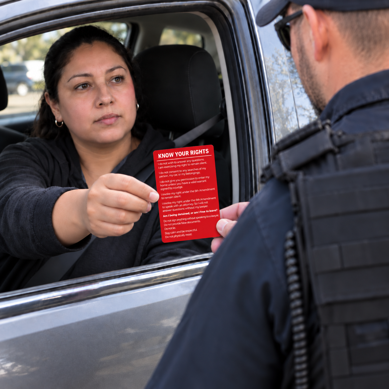 Know Your Rights Card, Laser Engraved Aluminum Wallet Card in English and Spanish