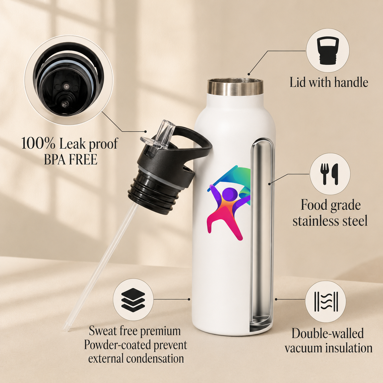 Custom Promotional Logo 500ml Water Bottle