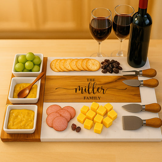 Personalized Charcuterie Marble Board 11 pieces Set