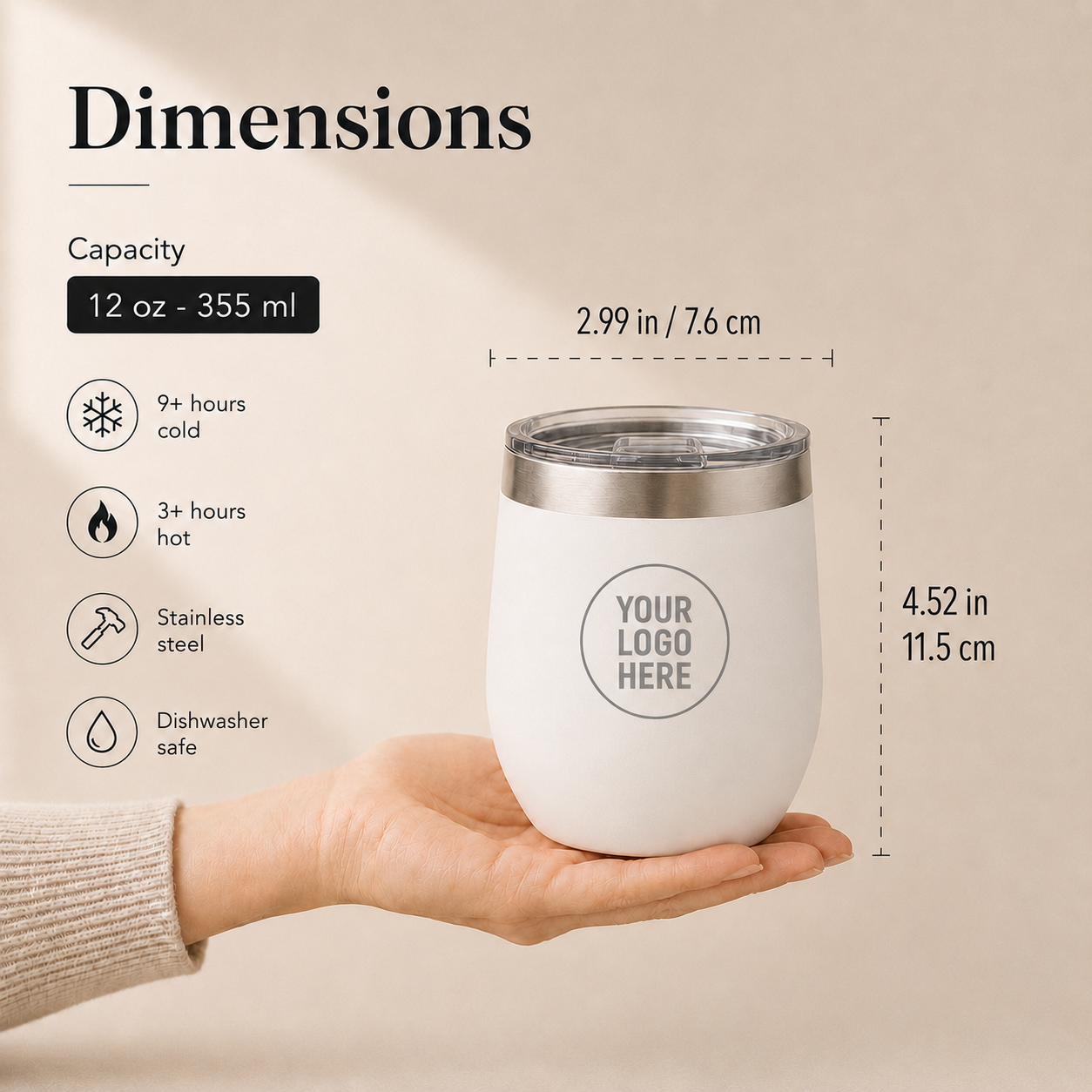 Custom Promotional 12oz Engraved Logo Tumbler