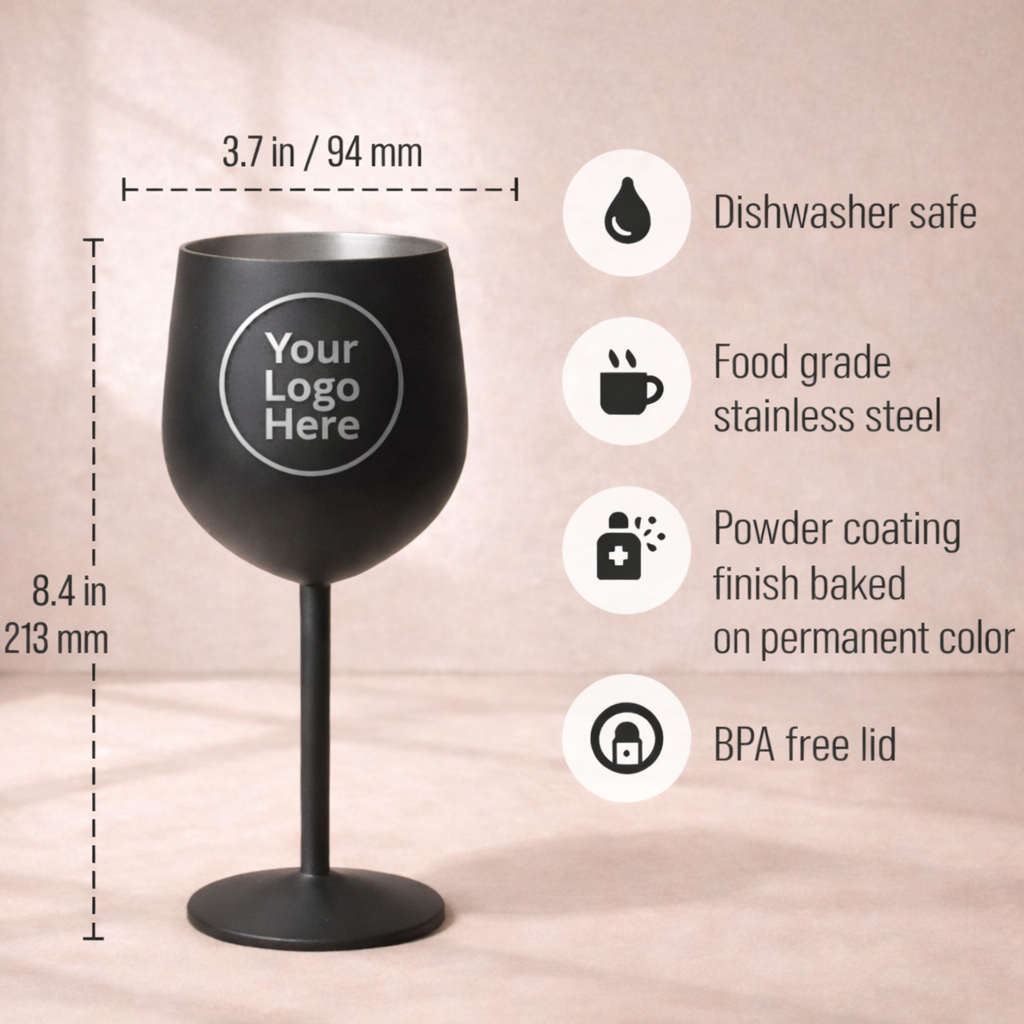 Custom Logo Engraved 18oz Stainless Steel Wine Cup