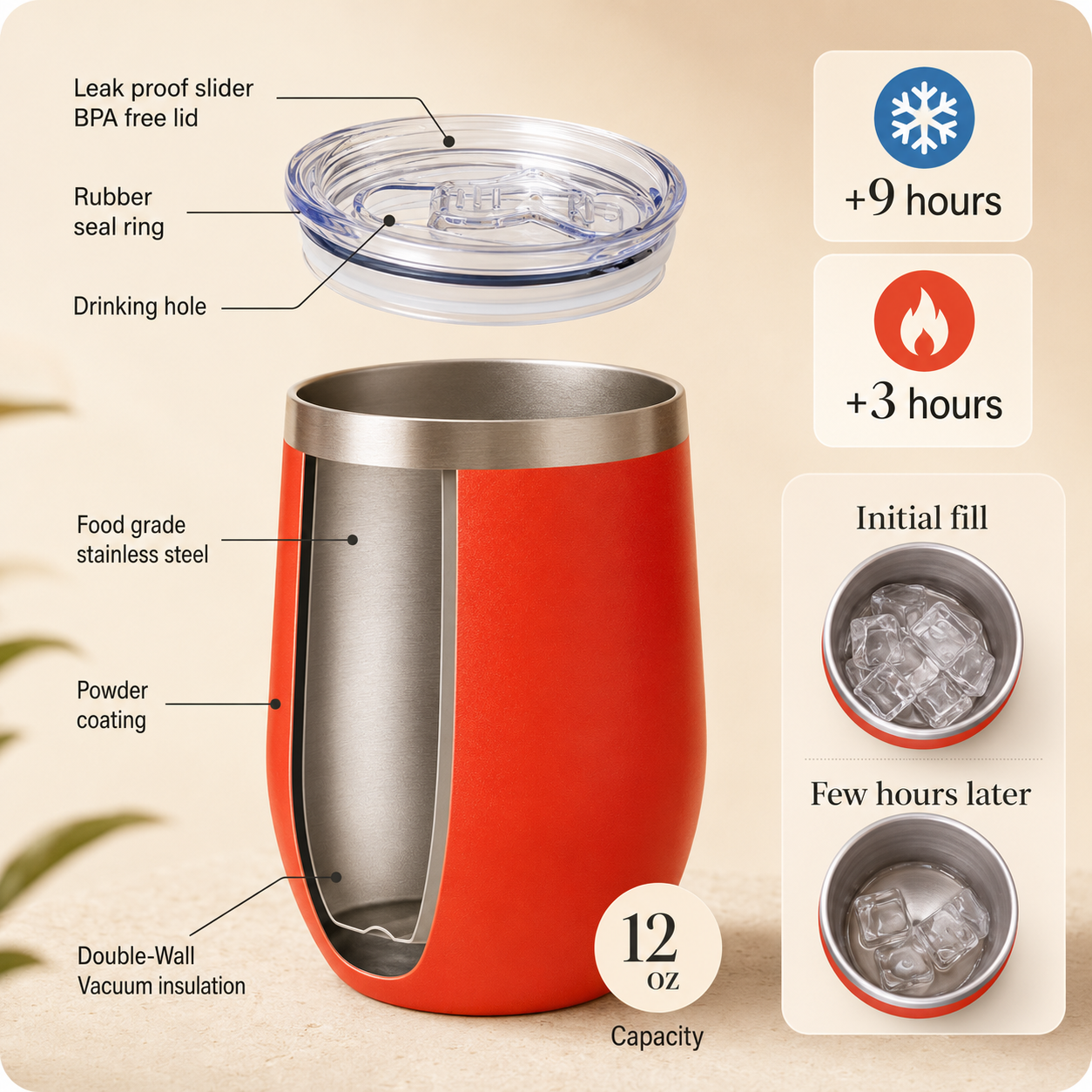 Custom Promotional 12oz Engraved Logo Tumbler