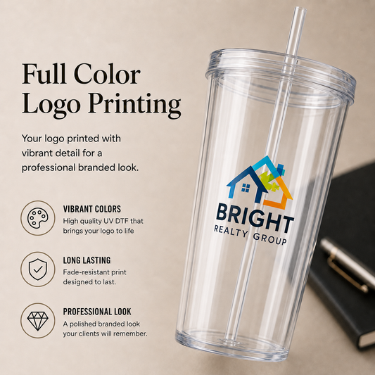 Custom 16oz Acrylic Logo Tumblers With Straws
