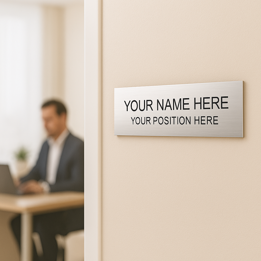 Custom Office Door, Wall & Desk Name Sign | Engraved Acrylic Plate