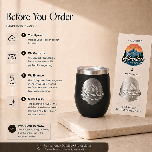 Custom Promotional 12oz Engraved Logo Tumbler