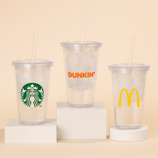Custom 16oz Acrylic Logo Tumblers With Straws