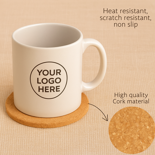 Custom Logo Cork Coasters – Engraved Business Branding Gifts for Clients & Events