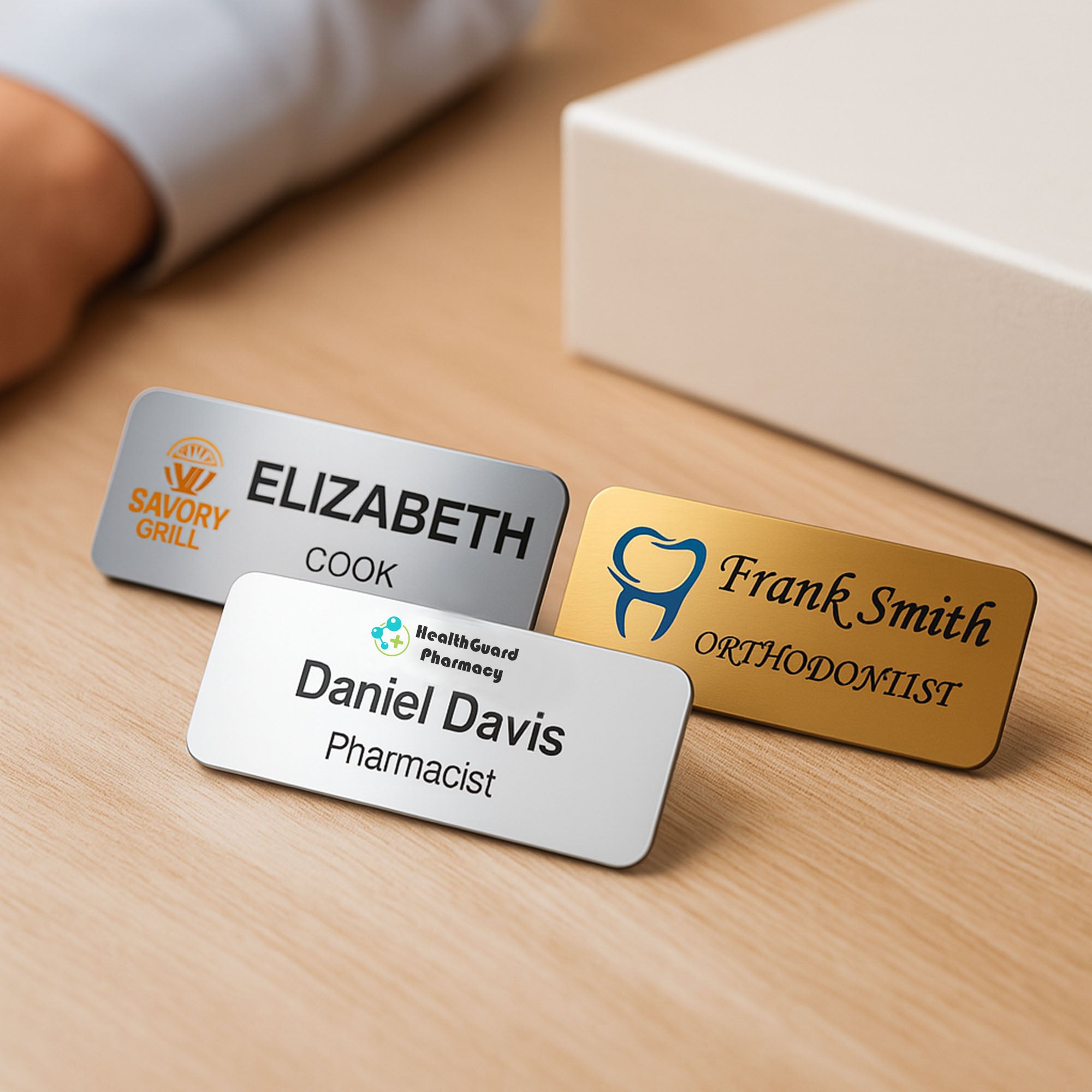 Custom Name Tag Badges | Full Color Printed ID Tags – Famgraving