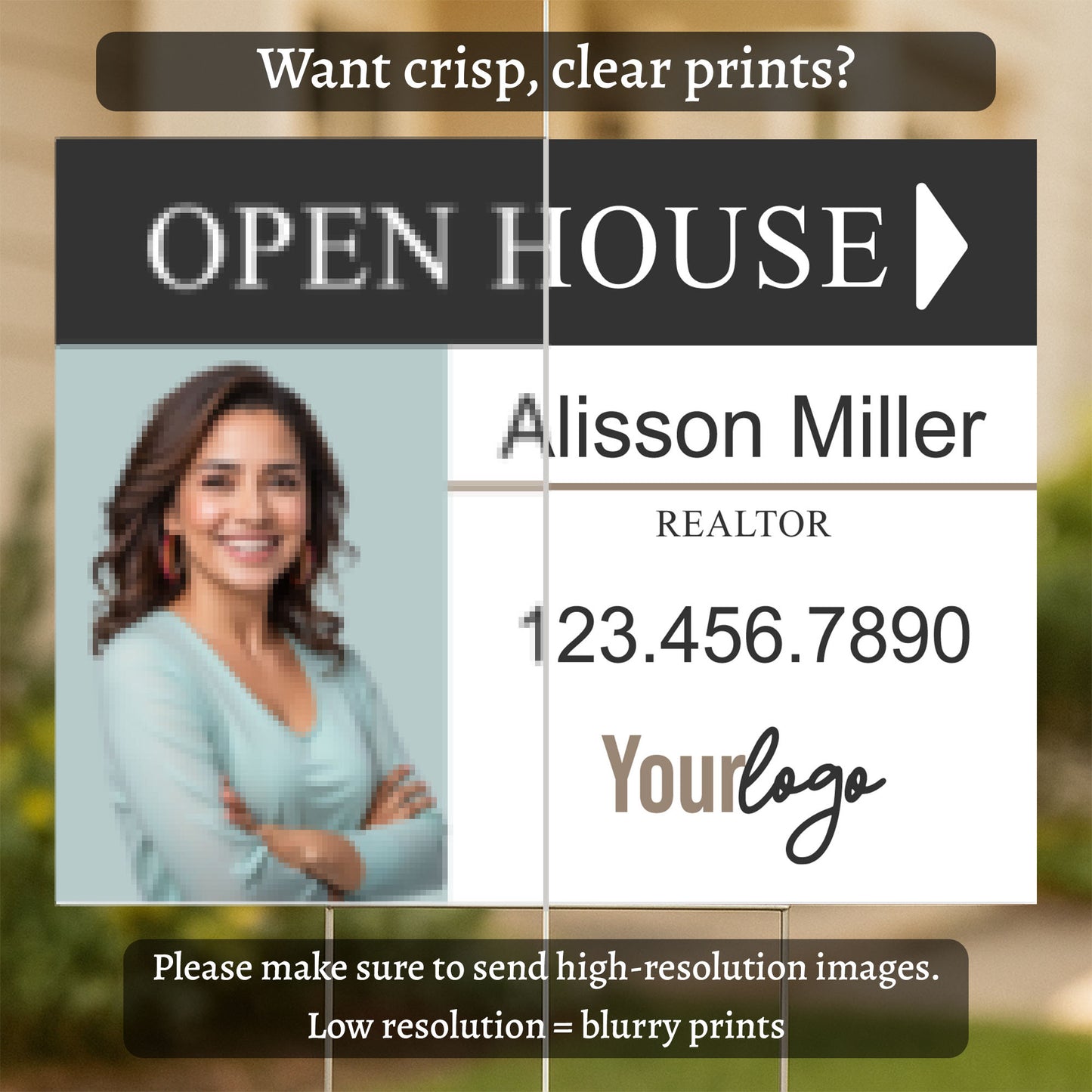 Custom Photo Open House Realtor Yard Sign