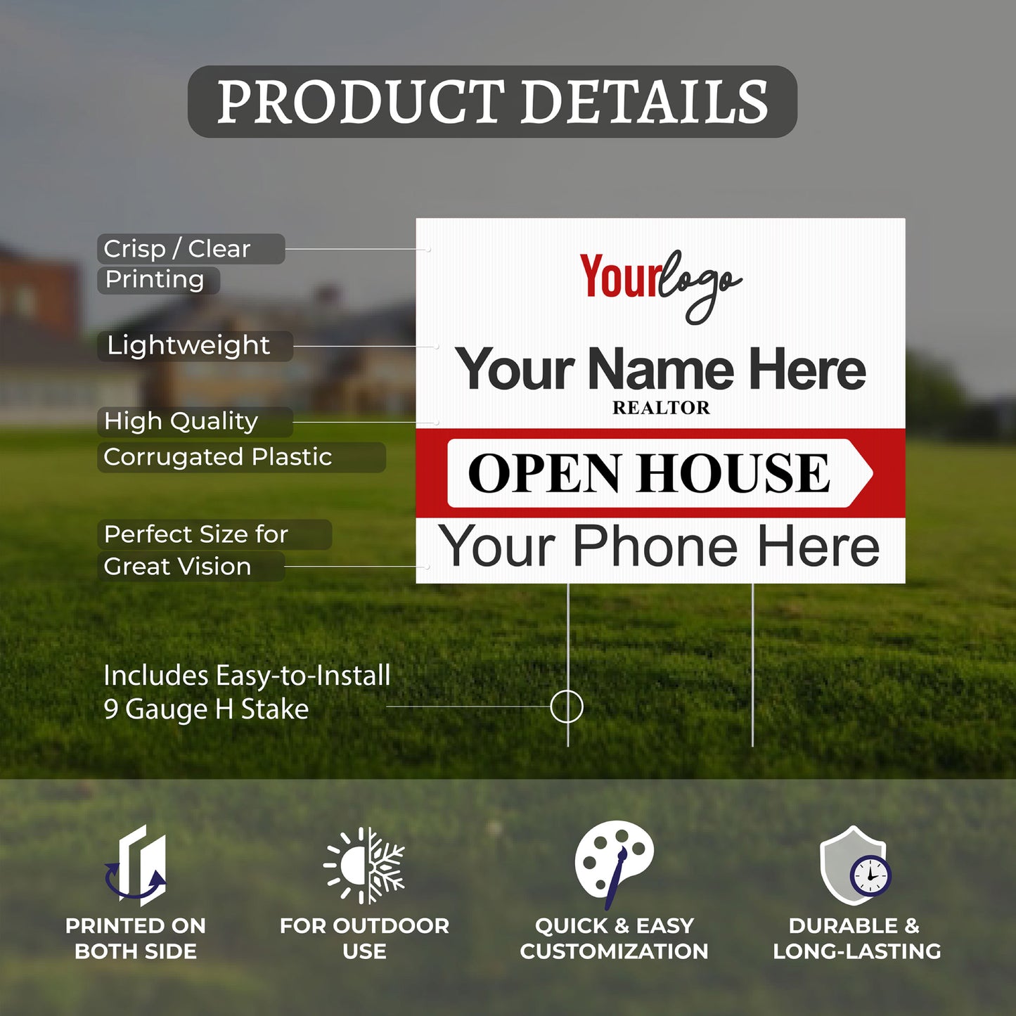 Personalized Real Estate Yard Sign for Open House