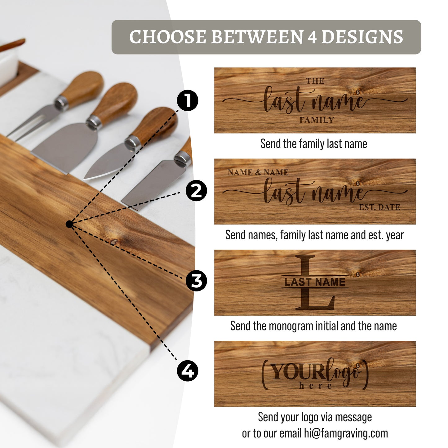 Personalized Charcuterie Marble Board 11 pieces Set