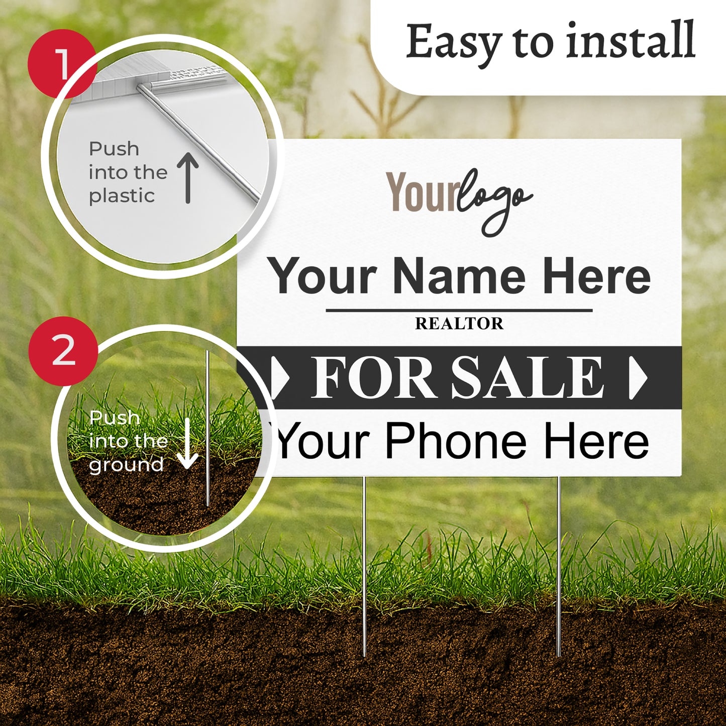 Custom "FOR SALE" Real Estate Yard Signs (No photo)