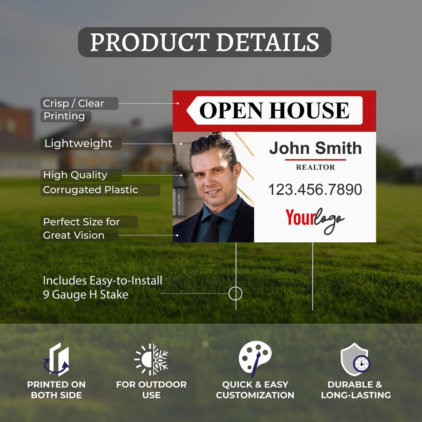 Custom Photo Open House Realtor Yard Sign