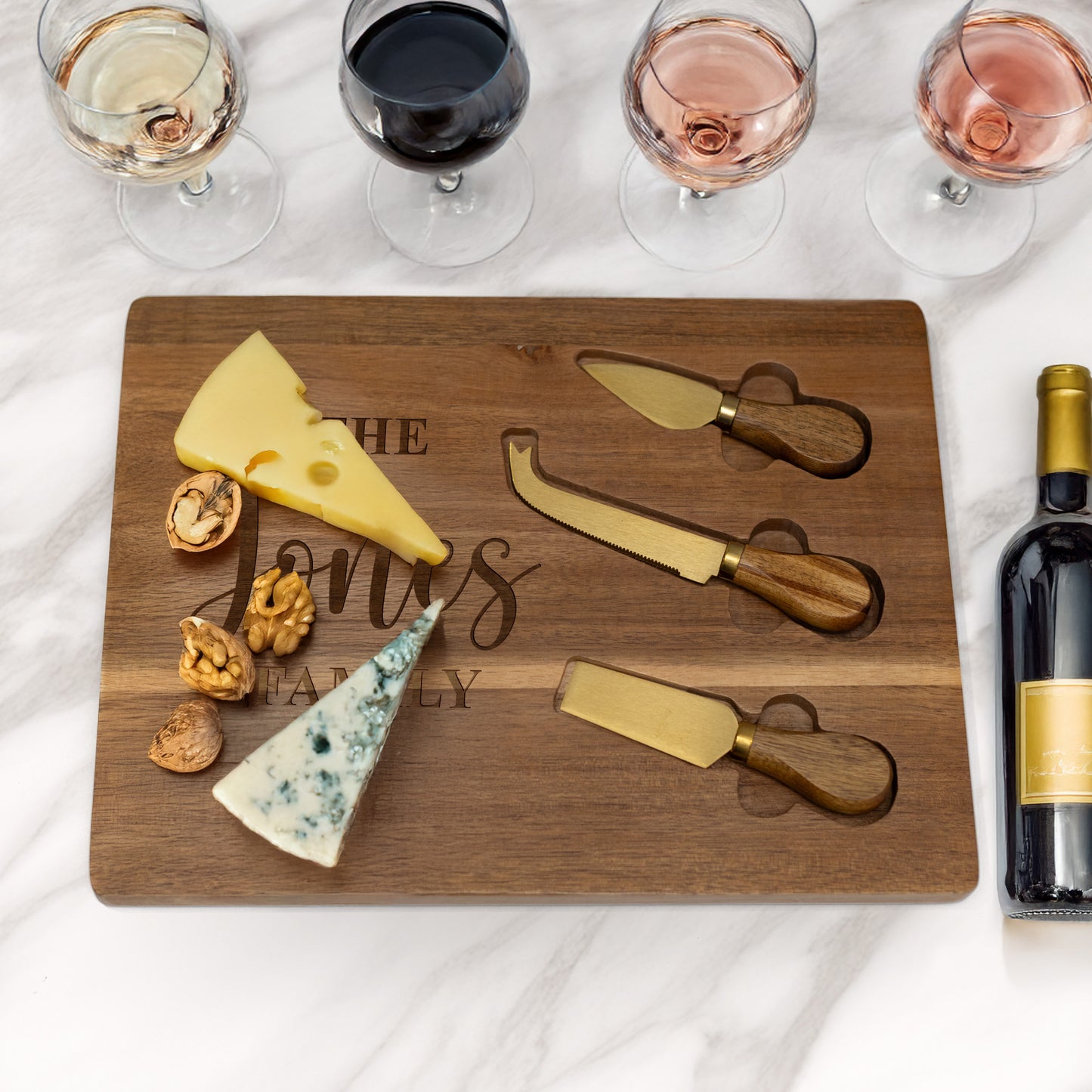Personalized Charcuterie Acacia Board 4 pieces Set