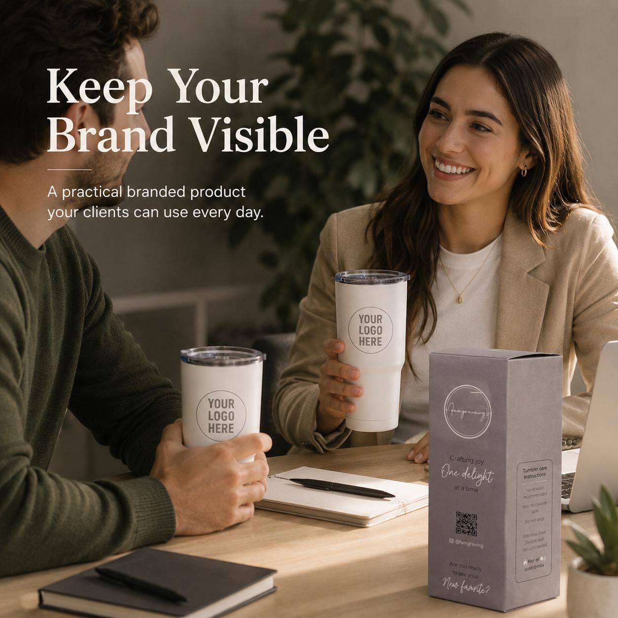 Branded 30oz tumbler for clients and teams
