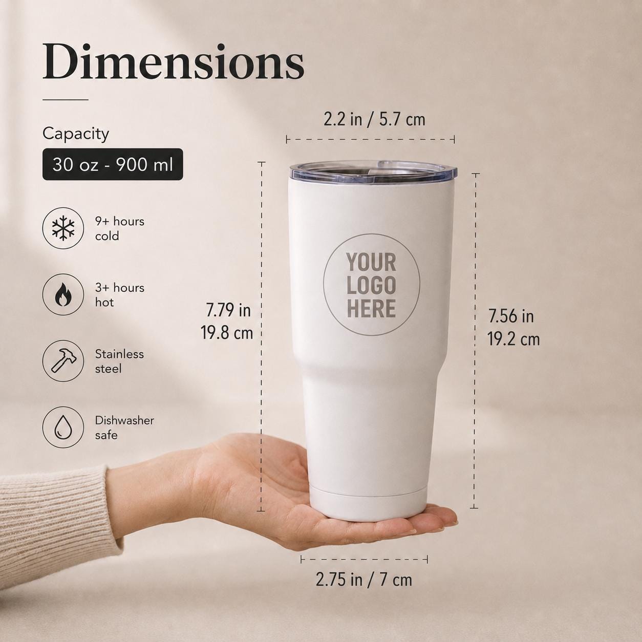 30oz tumbler dimensions and capacity