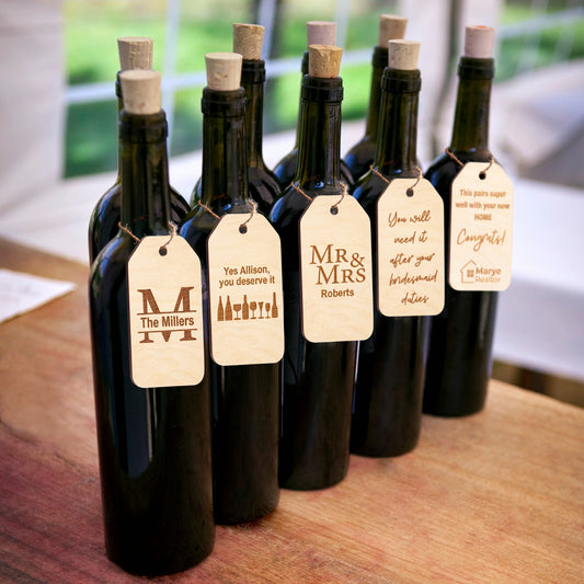 Custom Wooden Engraved Wine Tag Labels