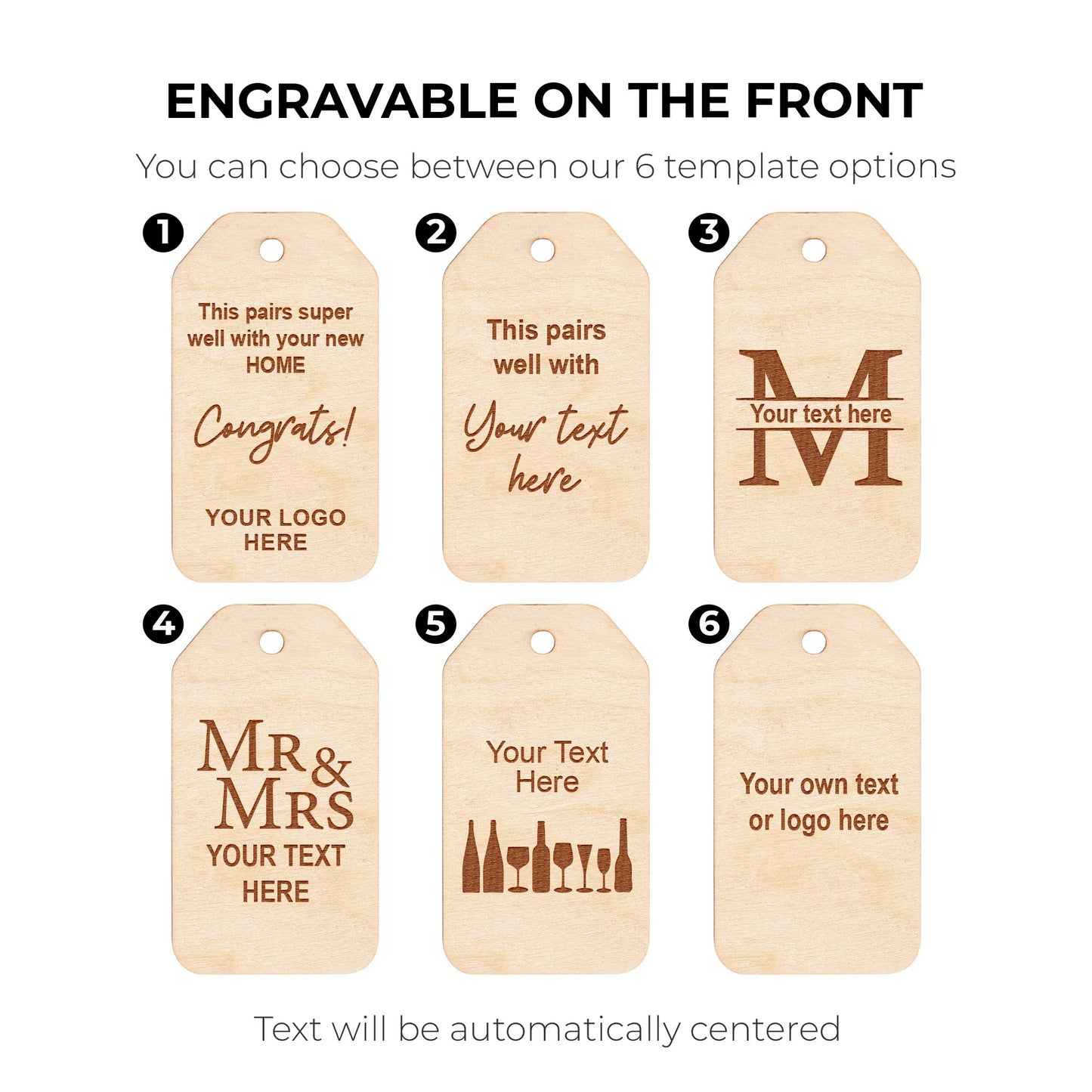 Custom Wooden Engraved Wine Tag Labels