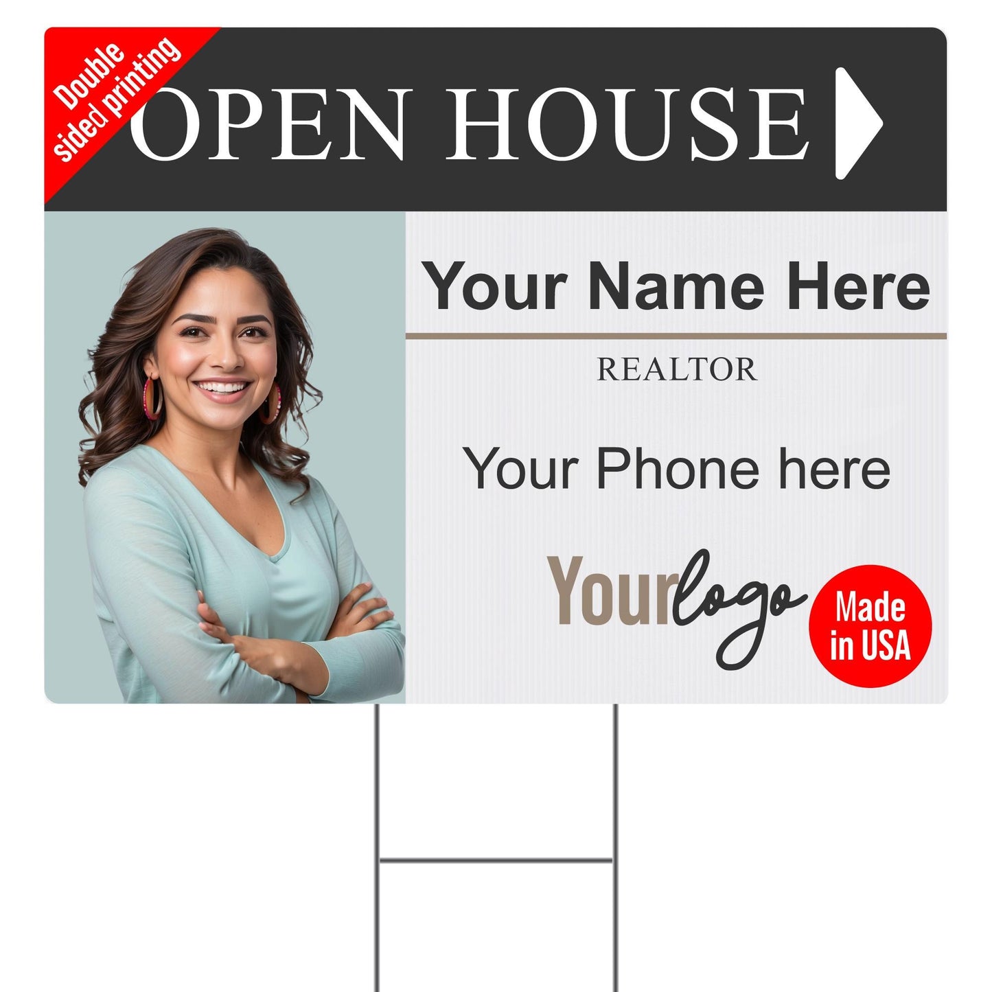 Custom Photo Open House Realtor Yard Sign