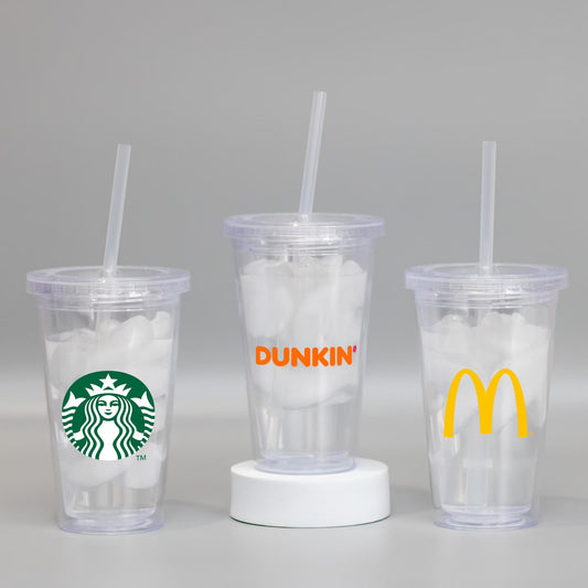 Custom 16oz Acrylic Logo Tumblers With Straws