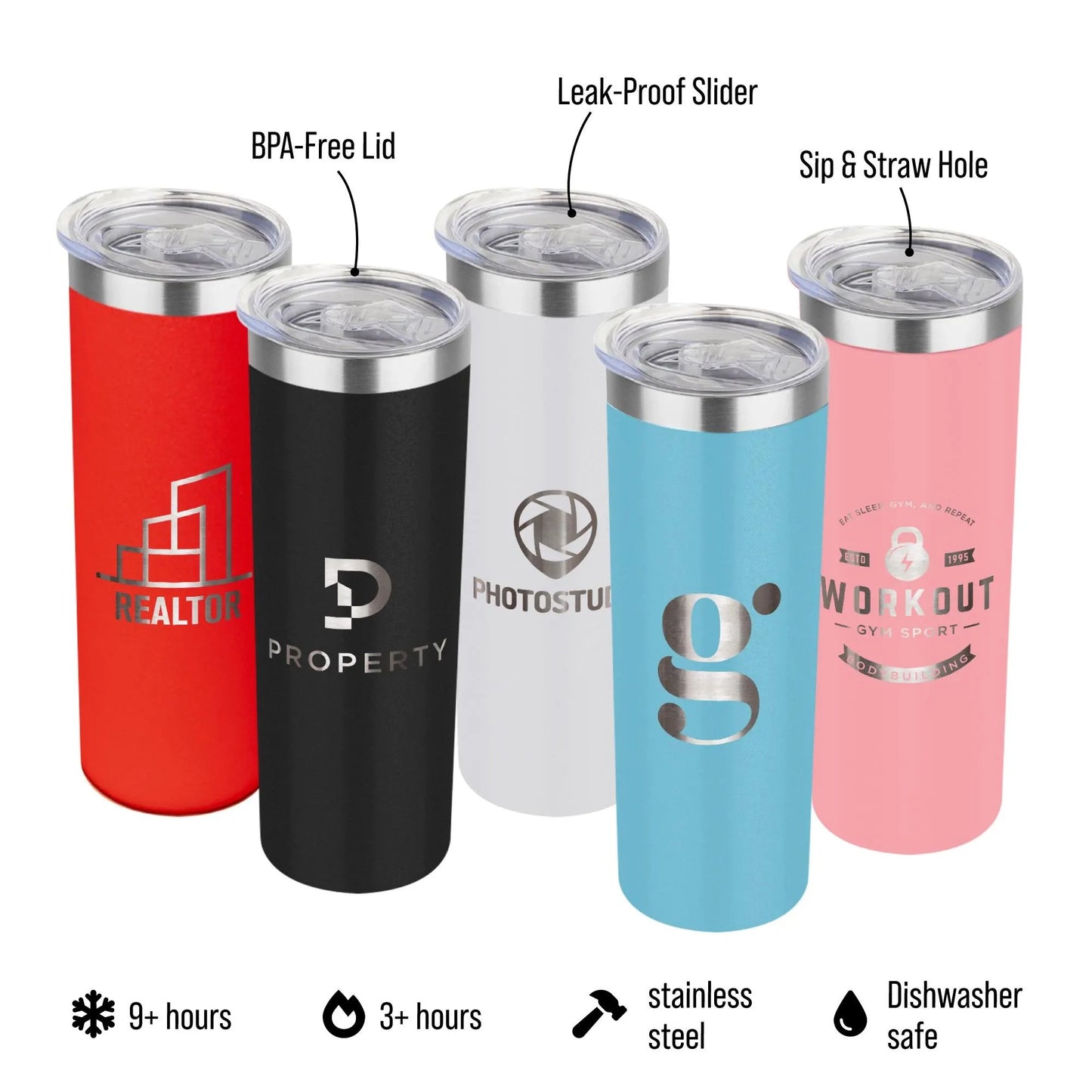 Custom Engraved Promotional 20oz Logo Tumbler