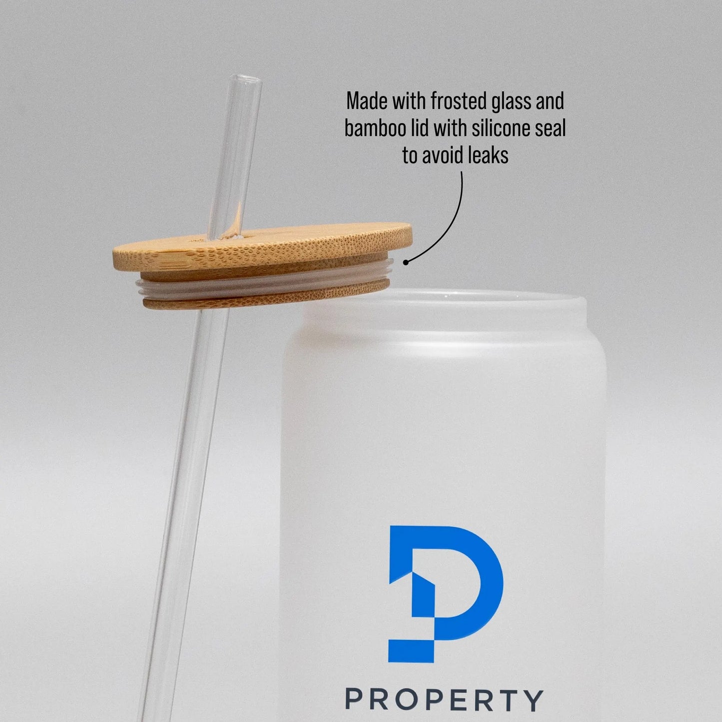 Custom Promotional Logo Frosted Glass Can Cups With Lids & Straws