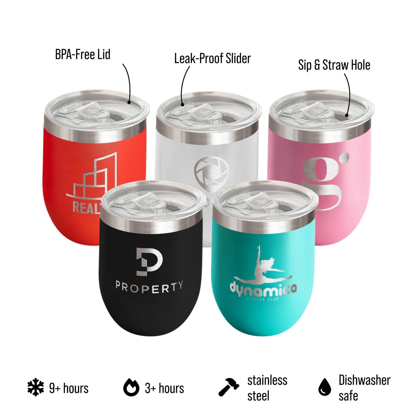 Custom Promotional 12oz Engraved Logo Tumbler