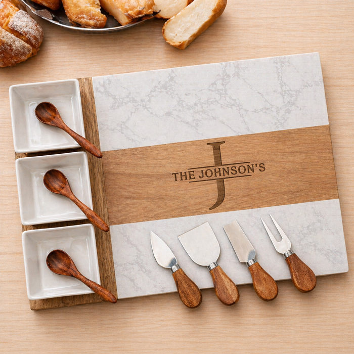 Personalized Charcuterie Marble Board 11 pieces Set